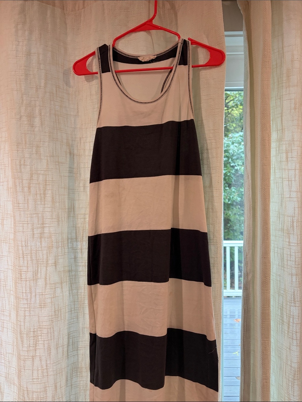 Splendid Black and White Striped Tank Maxi Dress
